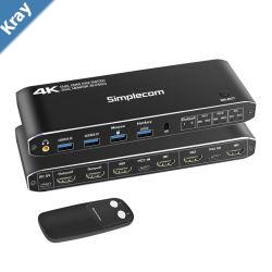 Simplecom KM430 Dual HDMI Monitor KVM Switch for 2 Computers with 4Port USB Hub 4K60Hz Keyboard Hotkey