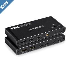 Simplecom KM470 2Port USBC KVM Switch 8K Docking Station HDMI 2.1 DP for Laptop Tablet