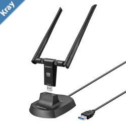 Simplecom NW811v3 AX5400 TriBand WiFi 6E USB Adapter with 2x 5dBi High Gain Antennas