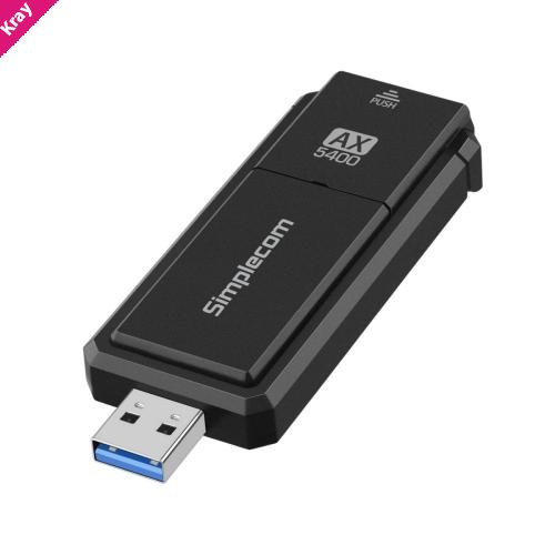 Simplecom NW812v2 AX5400 Tri-Band WiFi 6E USB Adapter, USB 3.2, AX5400, 2.4/5/6GHz, up to 2402Mbps, MU-MIMO, OFDMA, WPA3, foldable antenna