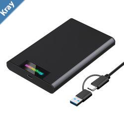 Simplecom SE239 Toolfree 2.5 SATA HDD SSD to USBC Enclosure with RGB Lights USB 3.2 Gen 2
