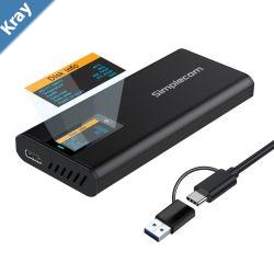 Simplecom SE530 NVMe  SATA M.2 SSD to USBC Enclosure with SMART LED Screen USB 3.2 Gen 2 10Gbps