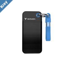 Verbatim 2TB Pocket SSD USB 3.2 Gen 2 1TB Black Orange Convenient Keyring cable holder. Compact Rugged. Ultra Lightweight Performance 58g Portable B