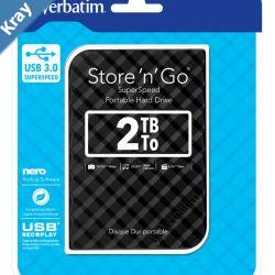 Verbatim 2TB 2.5 USB 3.0 Black StorenGo HDD Grid Design