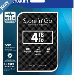 Verbatim 4TB 2.5 USB 3.0 Black StorenGo HDD Grid Design.