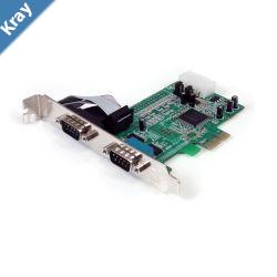 StarTech PEX2S553 Serial Adapter  Lowprofile Plugin Card  PCI Express  PC Mac Linux  2 x Number of Serial Ports External