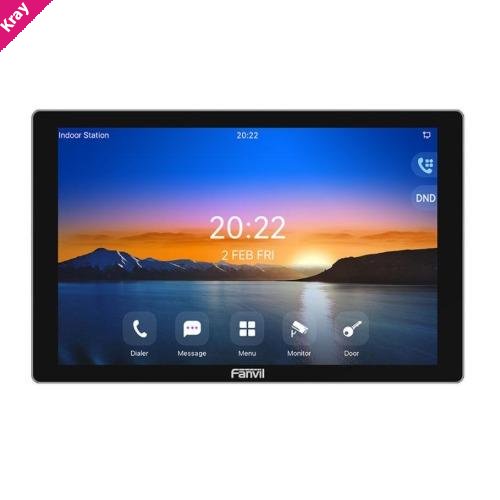 Fanvil i506W SIP indoor station, large 10.1-inch IPS touchscreen, dual-band Wi-Fi, PoE suppor t, multiple alarm inputs