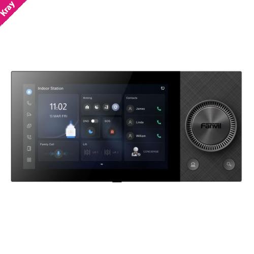 Fanvil i564W is a premium SIP indoor station, 7-inch IPS touchscreen, Wi-Fi 6, Bluetooth,  tactile volume knob, 1080p video,HD audio,multiple access