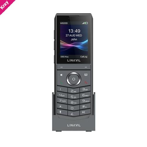 Fanvil Linkvil W620D Portable DECT Phone, built-in Bluetooth 5.0, rechargeable 3000mAh battery, up to 13 hours of talk time, HD Voice, Noise Reduction