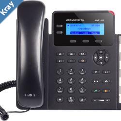 Grandstream GXP1628 2 Line IP Phone 2 Sip Accounts 132x48 Backlit Graphical Display HD Audio DualSwitched Gigabit Ports Powerable Via POE