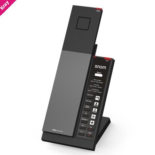 Snom HD341 – Slim IP‑DECT Guest Room Phone, PoE or PSU, Customisable handset back cover, GDPR‑compliant,Large LED