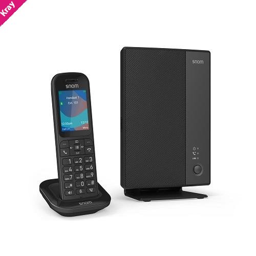 Snom M253 DECT single-cell bundle, M250 DECT base station + M53 DECT handset, PoE, TLS/SRTP security, LDAP directory, OTA updates, 10 handset support