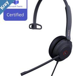 Yealink UH37 Microsoft Teams Certified USB Wired Headset Mono USBA 2.0 35mm Speaker Busylight Leather Ear Cushion HD Audio