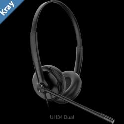 Yealink UH34 Dual Ear Wideband Noise Cancelling Microphone  USB Connection Leather Ear Cushions Designed for Microsoft Teams