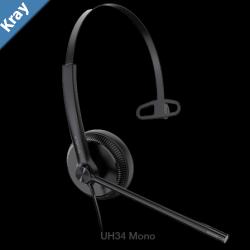 Yealink UH34 Mono Wideband Noise Cancelling Microphone  USB Connection Leather Ear Cushions Designed for Microsoft Teams