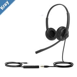 Yealink UH34 Dual Ear Wideband Noise Cancelling Headset USBC and 3.5mm Leather Ear Piece YHC20 Controller with UC Button Stereo