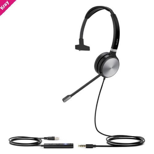 Yealink UH36 Mono USB Wired Headset, Noise Cancelling Headset, USB-C/3.5mm Connections, UC Designed, Simple Call Management, HD Voice,  LED