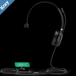 Yealink UH36 Mono Wideband Noise Cancelling Headset  USBC  3.5mm Connections Microsoft Teams Skype for Business