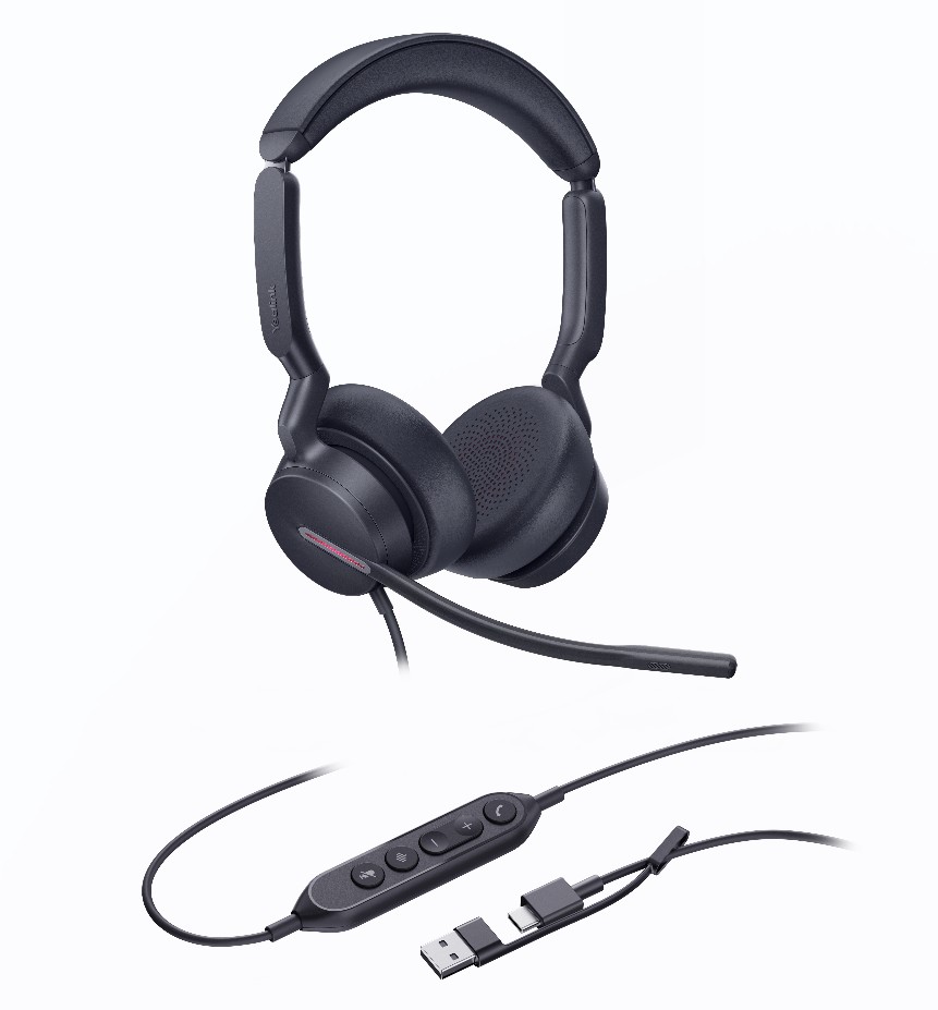 Yealink UH46 Dual UC USBCA Unified  Communications  USB  Wired  Headset 3NoiseCanceling Microphones 35mm Speaker Busylight Leather Controller