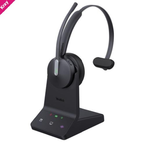 Yealink WH64 Hybrid Mono with Charging Stand, enhanced noise‑cancelling microphone technology, dual connectivity, UC platforms, VoIP desk phones, and