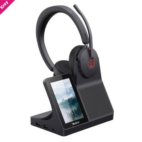 Yealink WH68 DECT + Bluetooth dual-mode, USB-A, USB-C, wireless headset workstation, noise-cancelling headset, touchscreen hub - speakerphone