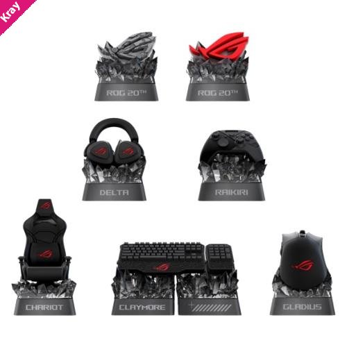 ASUS ROG Keycap Mystery Box Edition 20, Collectible Mechanical Keycap, Cross-Switch Compatible, Random ROG Design, Obsidian Finish, Display-Ready
