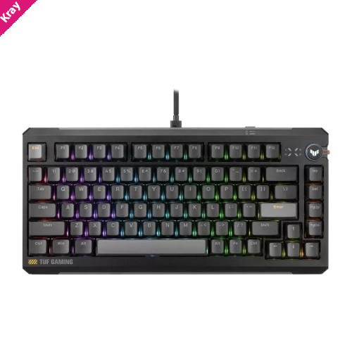 ASUS TUF Gaming K4 Magnetic - Black, magnetic switches, 8000Hz polling, 0.1–3.3mm actuation, RGB, hot-swappable, PBT keycaps, USB-C