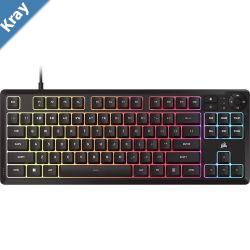 Corsair K55 CORE TKL RGB Gaming Keyboard 1000Hz 12KRO rubberdome switched USB 2.0 wired dedicated mediaWIN lock iCUE support