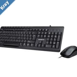 Gigabyte KM6300 USB Wired Keyboard  Mouse Combo multimedia controls 1000dpi Adjustable Portable slim receiver Stylish design comfort