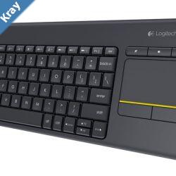Logitech K400 Plus Wireless Keyboard with Touchpad  Entertainment Media Keys Tiny USB Unifying receiver for HTPC connected TVs KBLTK830BT