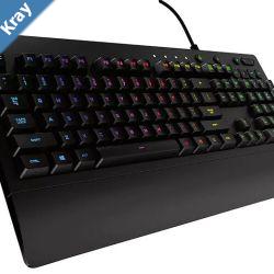 Logitech G213 Prodigy RGB Gaming Keyboard 16.8 Million Lighting Colors MechDome Backlit Keys Dedicated Media Controls SpillResistant Durable