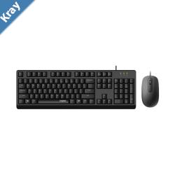 RAPOO X130pro  Wired Optical Mouse and Keyboard Combo Black  1000dpi  Spill Resistant