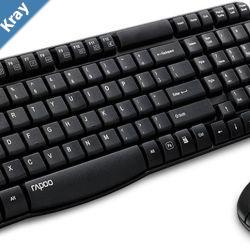 RAPOO X1800S 2.4GHz Wireless Optical Keyboard Mouse Combo Black  1000DPI Nano Receiver 12m Battery Black