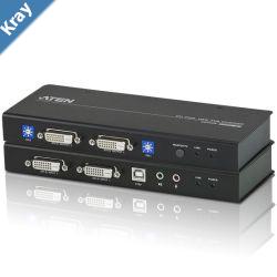 Aten DVI Dual View KVM Extender with Audio RS232 EDID mode support SunMac KBMS support