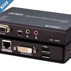 Aten DVI HDBaseT Mini KVM Extender extends USB Keyboard and mouse with DVI video up to 1920 x 1200  100m Cat 6a 2 USB 2.0 ports