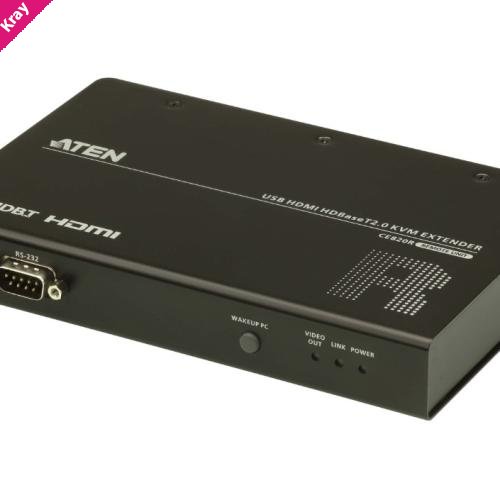 ATEN Aten 4K HDMI HDBaseT 2.0 KVM Extender Receiver with RS232, Only 1x CE820R, Long Reach mode extends up to 1920 x 1080 @ 150m, can mix CE920 T/R