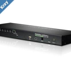 Aten Rackmount KVM Switch 8 Port VGA PS2USB 2x Custom KVM Cables Included Broadcast Mode Daisy Chainable for up to 256 Devices