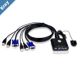 Aten Compact KVM Switch 2 Port Single Display VGA Remote Port Selector USB HotPlugging