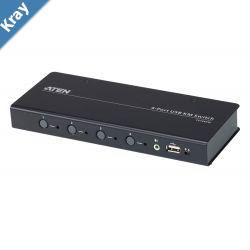 Aten KM Switch 4 Port USB Boundless Switching w Audio Cables Included Daisy Chain Up to 2 8 Computers Total