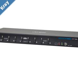 Aten 8 Port USB DVI Dual Link KVM Switch Video DynaSync 2.1 Audio multidisplay support by stacking up to four CS1788 units Mouse and Keyboard emu