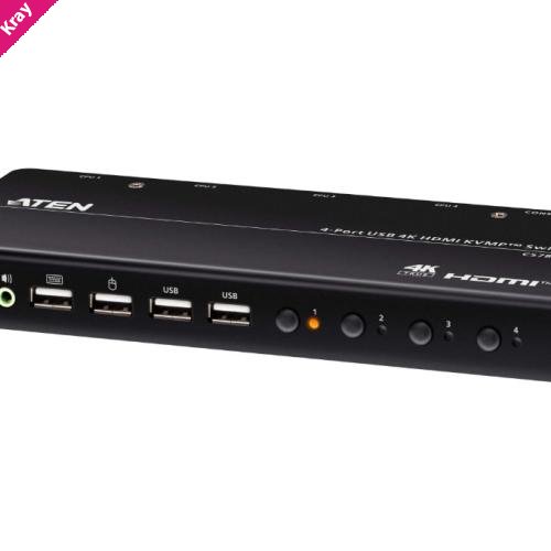 Aten 4-Port USB 4K HDMI KVMP™ Switch (Cables included)