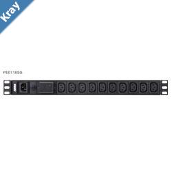 Aten 1U Basic PDU 10x Outlets with Surge Protection18 x IEC C13 10A Max 100240VAC 5060 Hz  Overcurrent protection Aluminum material