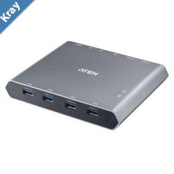 Aten 2Port 4K DisplayPort USBC KVM Dock Switch with Power Passthrough
