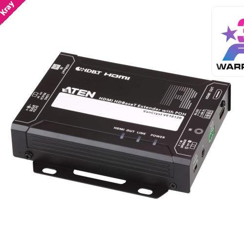 Aten HDMI HDBaseT Receiver with POH, 1080p@150m with long reach mode, 4K@100m, bi-directional RS232 and IR channel