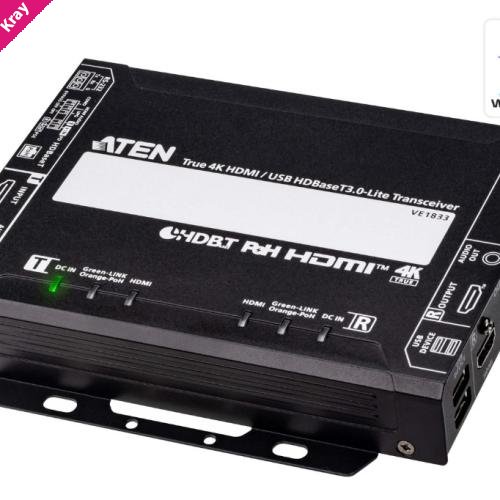 Aten True 4K HDMI / USB HDBaseT 3.0 - Lite Transceiver with PoH (True 4K@40 m)