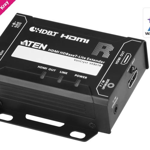 Aten HDMI HDBaseT-Lite Receiver, supports 1080p @ 70m and 4096 x 2160 @ 30 HZ (4:4:4) @ 40m over Cat 6A