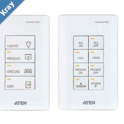 Aten 8 Button Control Pad with 1 Gang US wall plate 2 RS232 2 relay 1 Digital IO and Ethernet connection support 14 button layouts available