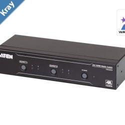 Aten 2x2 4K HDMI Matrix control via frontpanel pushbuttons IR remote and RS232 control EDID management
