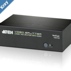 Aten Professional Video Splitter 2 Port VGA Splitter with Audio 450MHz 1920x144060Hz Cascadable to 3 levels Up to 8 Outputs
