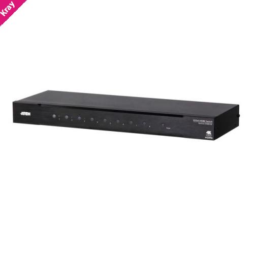 Aten VS0801HB 8-Port True 4K HDMI Switch, Supports HDR10+, Built-in bi-directional RS-232, Auto switching modes, Supports IR extension, Plug-and-play
